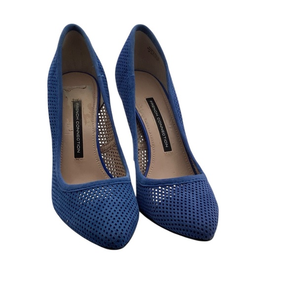 French Connection Blue Heels with Textured Design size 7.5‎ - Picture 1 of 8